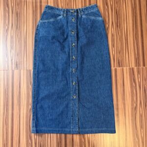 Denim Maxi Skirt Button Front High Waist Sz 6 90s Whimsigoth Coastal Grandmother